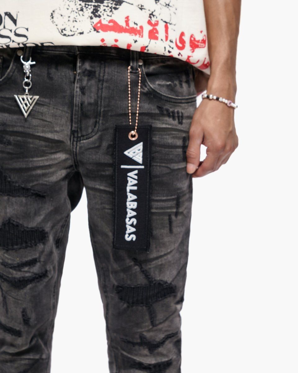 - VALABASAS JEANS  - STACKED  DENIM  GREY WASHED 🔥