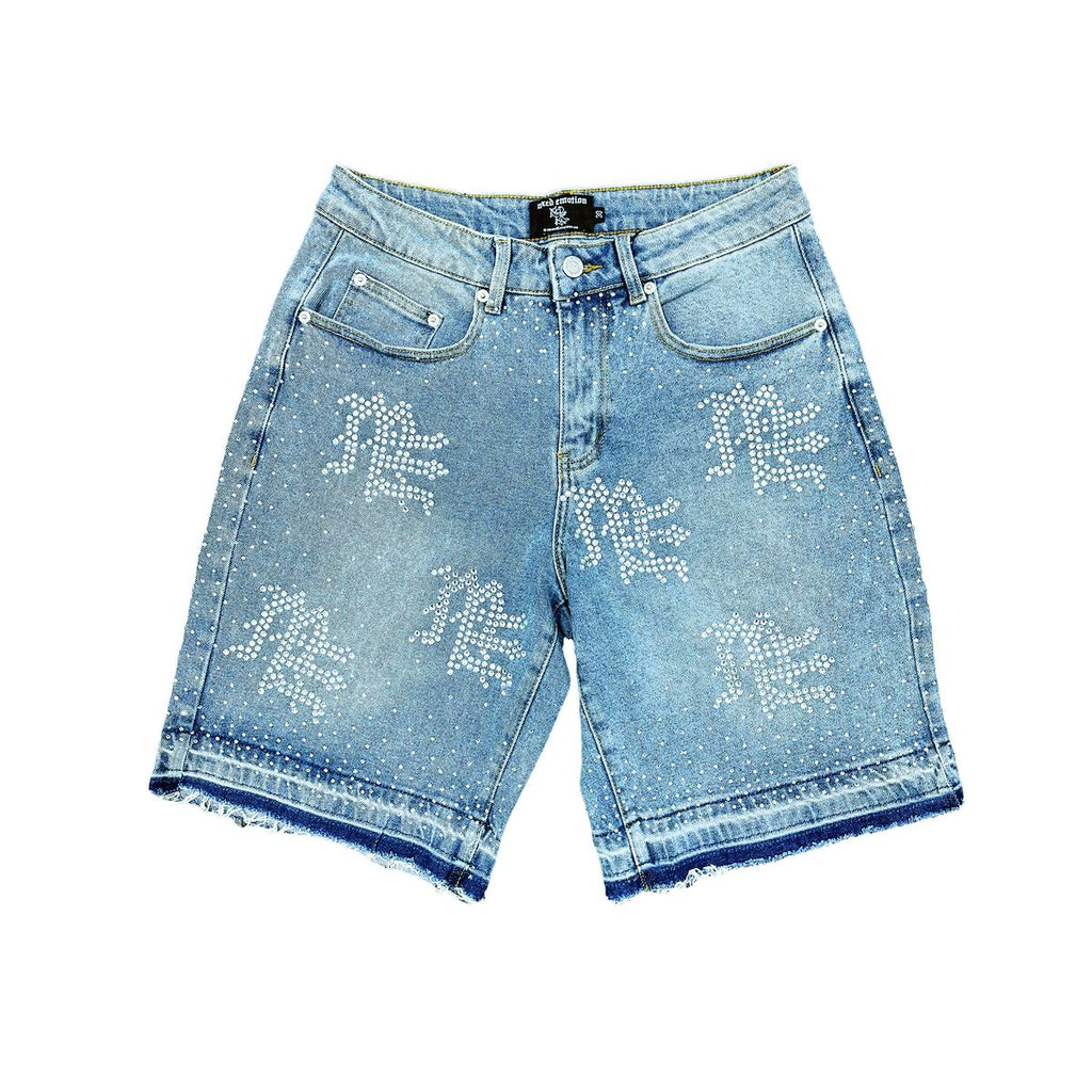 - mixed emotions - ME Rhinestone Denim Shorts