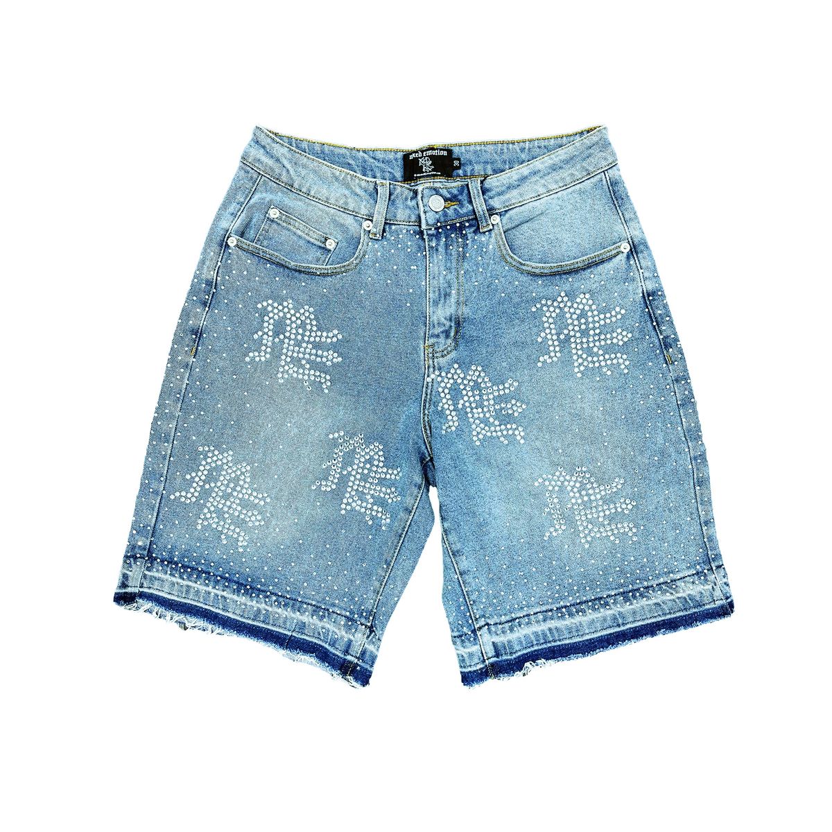 - mixed emotions - ME Rhinestone Denim Shorts