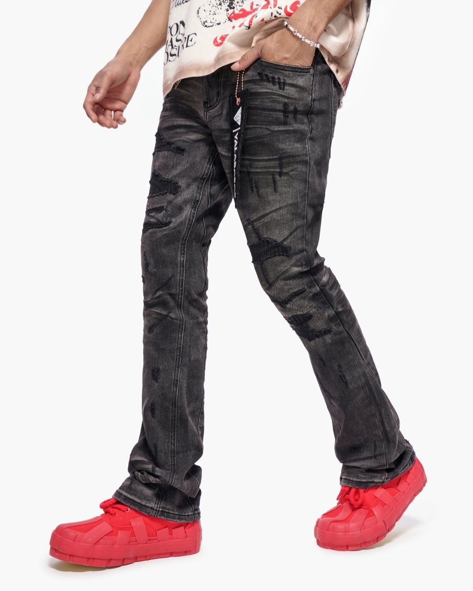 - VALABASAS JEANS  - STACKED  DENIM  GREY WASHED 🔥