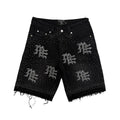 - mixed emotions - Black ME Rhinestone Denim Shorts