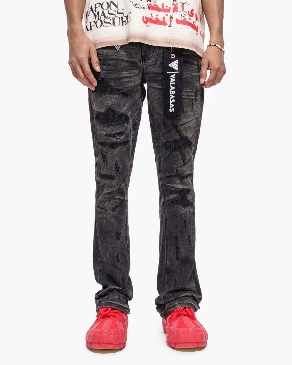 - VALABASAS JEANS  - STACKED  DENIM  GREY WASHED 🔥