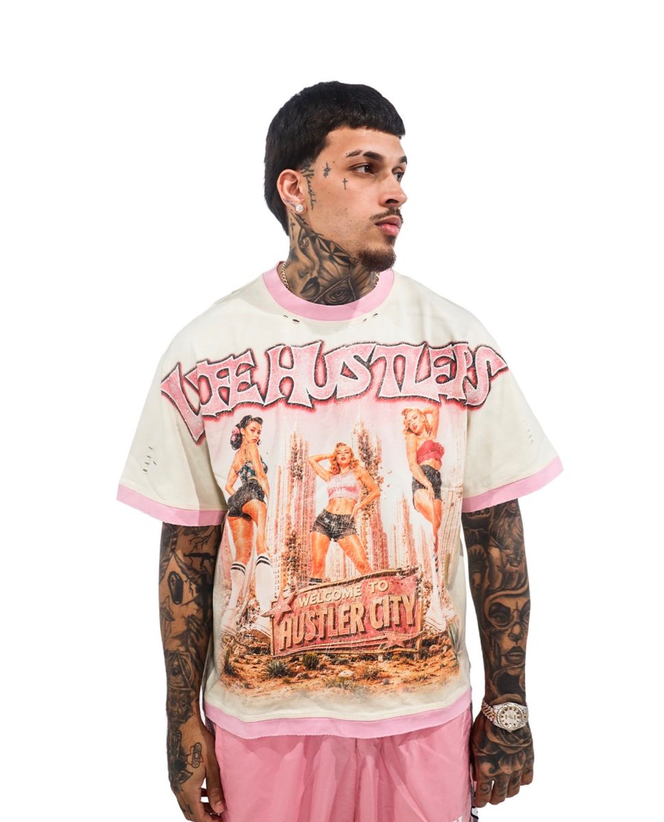 - LH HUSTLERS CITY PINK TEE
