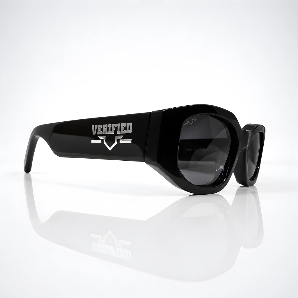 VERIFIED Round-Frame Recycled Acetate Sunglasses 'Black'