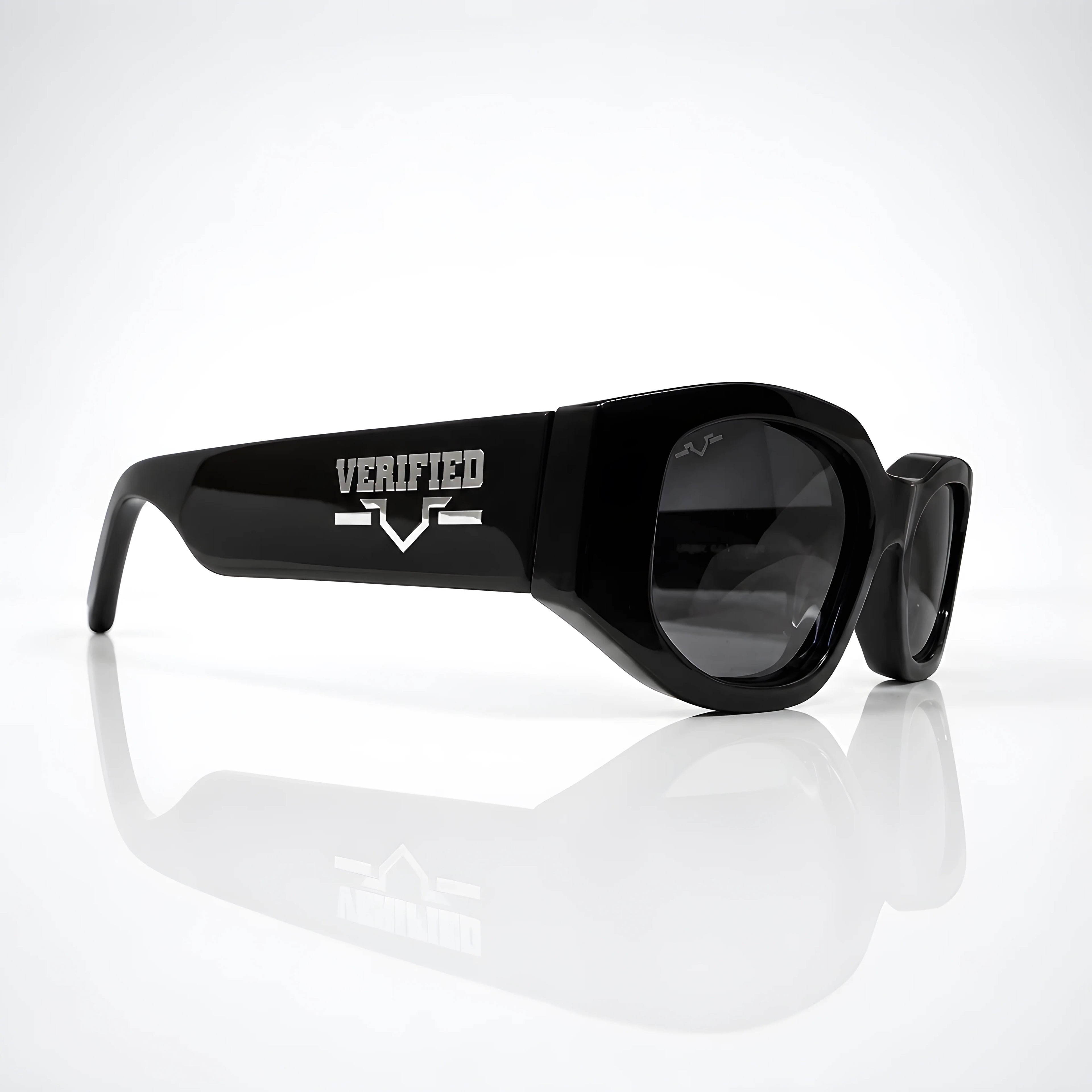 VERIFIED Round-Frame Recycled Acetate Sunglasses 'Black'