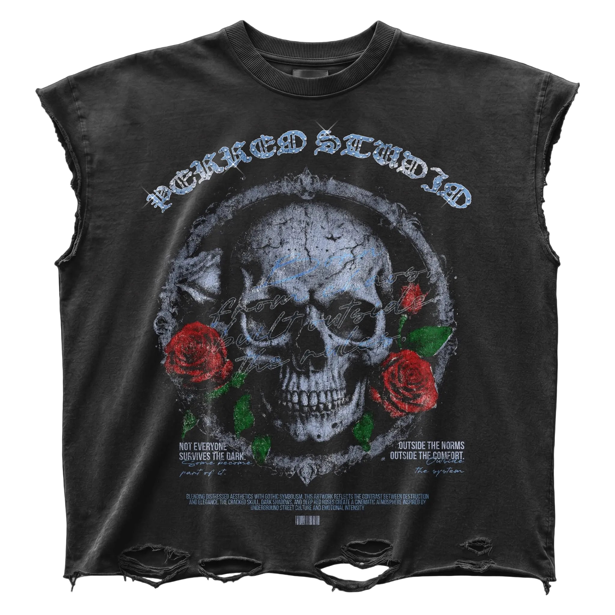 PERREOSTUDIO GOTHIC BLOOM TEE – BLACK