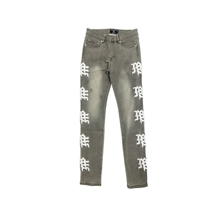 Mixed emotions ‘Ash’ Grey Monogram Denim