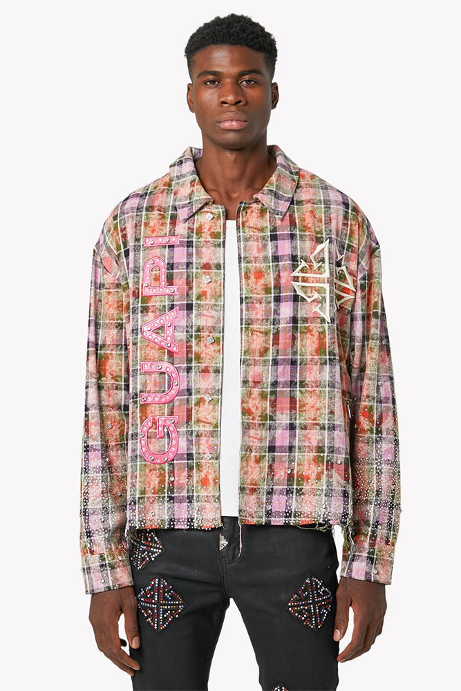 Camisa guapi (Blush Pink Rhinestone Flannel)