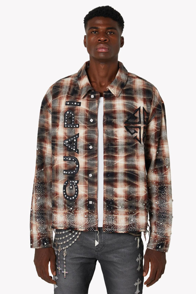 Camisa guapi ( Mocha Rhinestone Flannel)